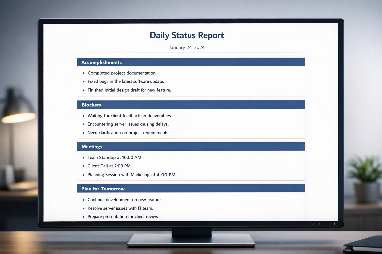 Client-ready daily report preview